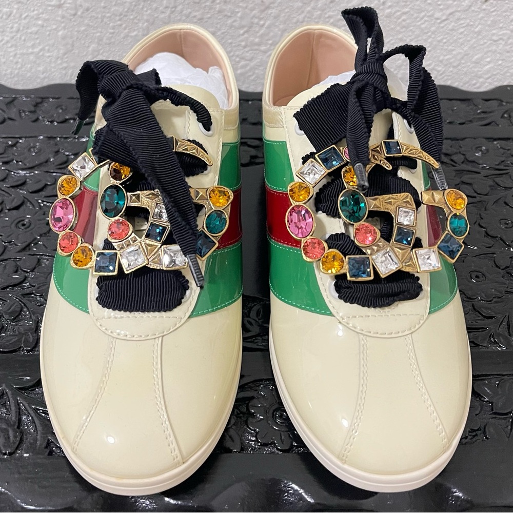 Authentic GUCCI FALACER Patent Women Sneakers. Size 37